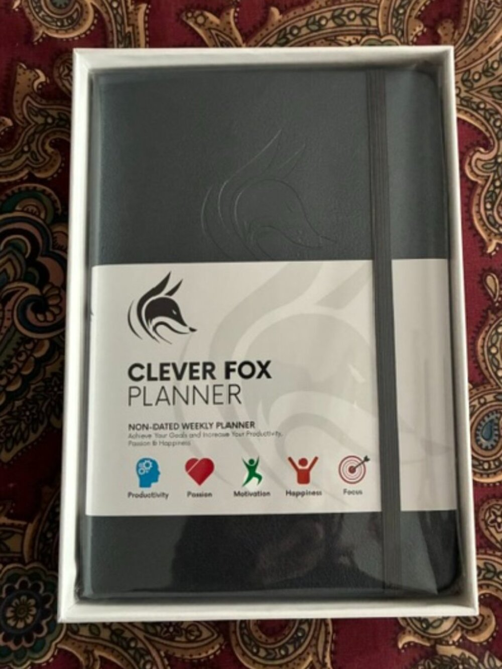 NWT Clever Fox Non-Dated Weekly Planner - Silver Black